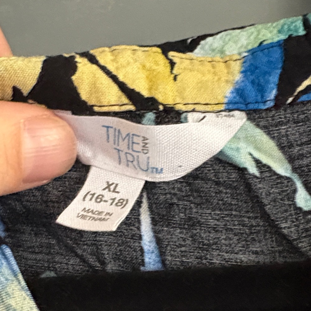 Time and Tru Floral Mini Dress - Black, Blue, Yellow - Picture 2 of 3